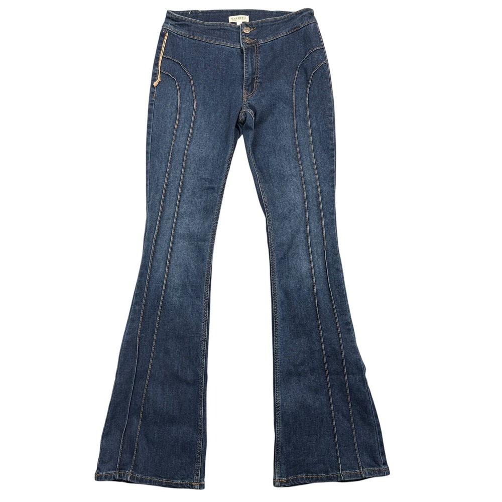 Shyanne Flare Jeans Womens 29 Dark Blue Seam Detail Western Denim 1641